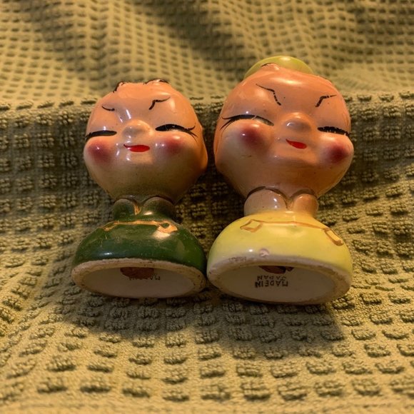 Vintage (1950s) Japanese Figural Salt & Pepper Shakers, Ceramic